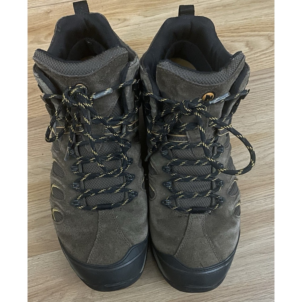 Men's Merrell Hiking Boots Size 11.5 Brown & Yellow, Good Condition